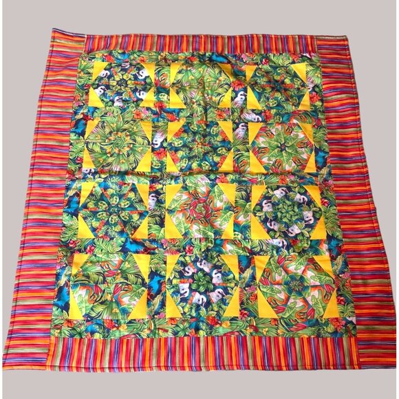 Quilt Cotton Stack & Whack Pattern Childs Colorful Picnic Blanket - Picture 1 of 5